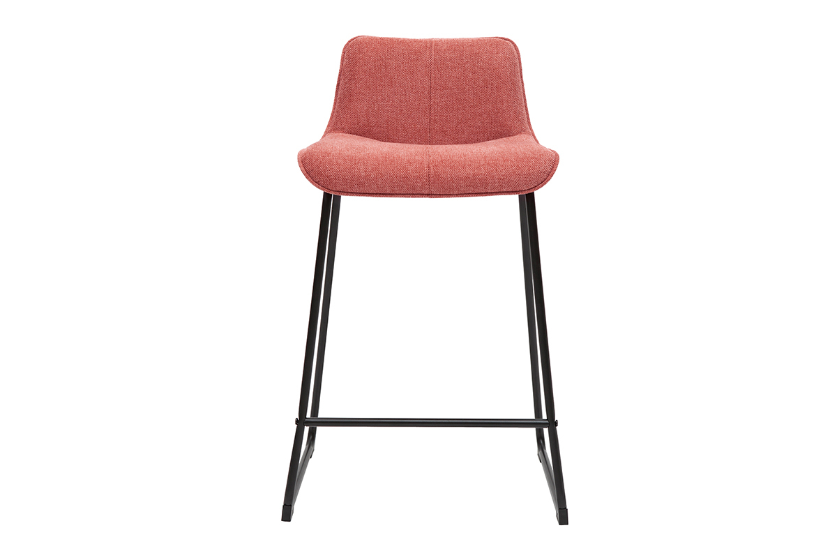 Tabourets de bar en tissu effet velours textur terracotta et mtal  (lot de 2) BOOST