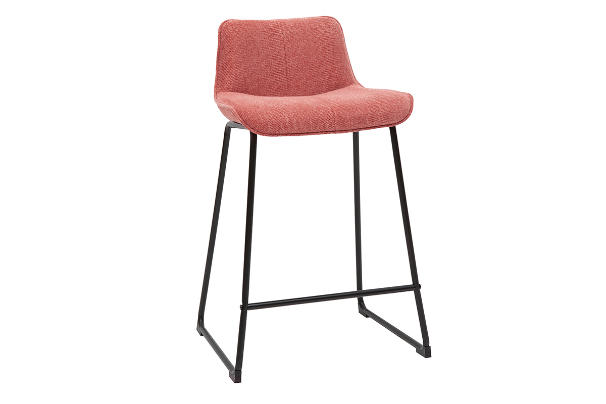 Tabourets de bar en tissu effet velours textur terracotta et mtal  (lot de 2) BOOST