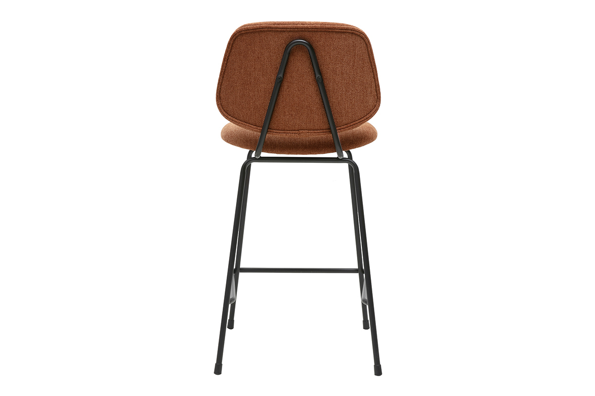 Tabourets de bar en tissu effet velours textur terre brle et mtal H66.5 cm BARNET (lot de 2)