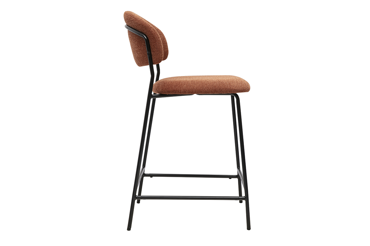 Tabourets de bar en tissu effet velours textur� terre br�l�e H64 cm (lot de 2) BENTA