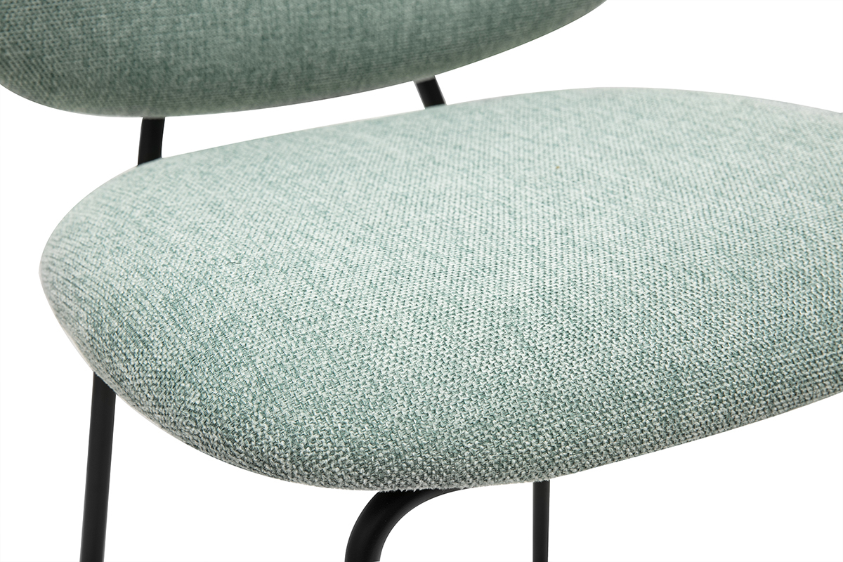 Tabourets de bar en tissu effet velours textur vert cladon et mtal H66.5 cm BARNET (lot de 2)