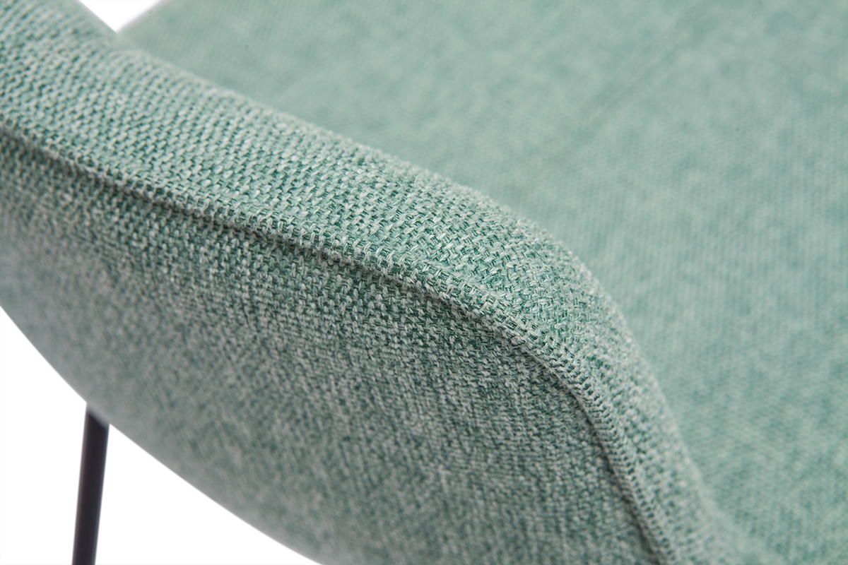 Tabourets de bar en tissu effet velours textur vert cladon et mtal noir H65 cm (lot de 2) BOOST