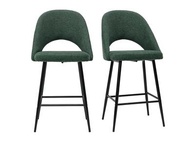 Tabourets de bar en tissu effet velours texturé vert H65 cm (lot de 2) COSETTE