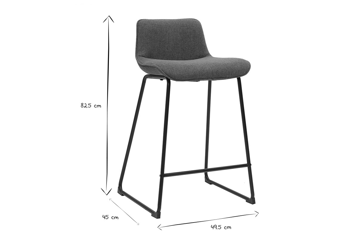 Tabourets de bar en tissu vert kaki et mtal H65 cm (lot de 2) BOOST