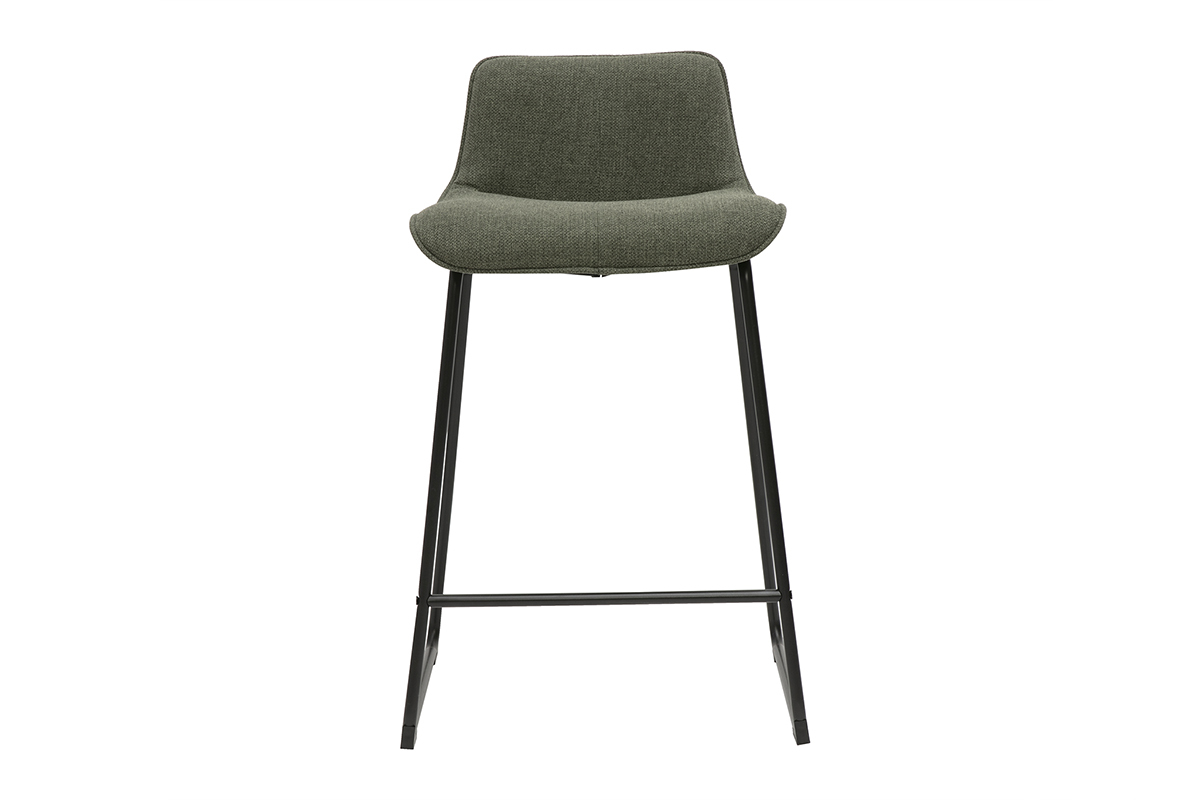 Tabourets de bar en tissu vert kaki et mtal H65 cm (lot de 2) BOOST