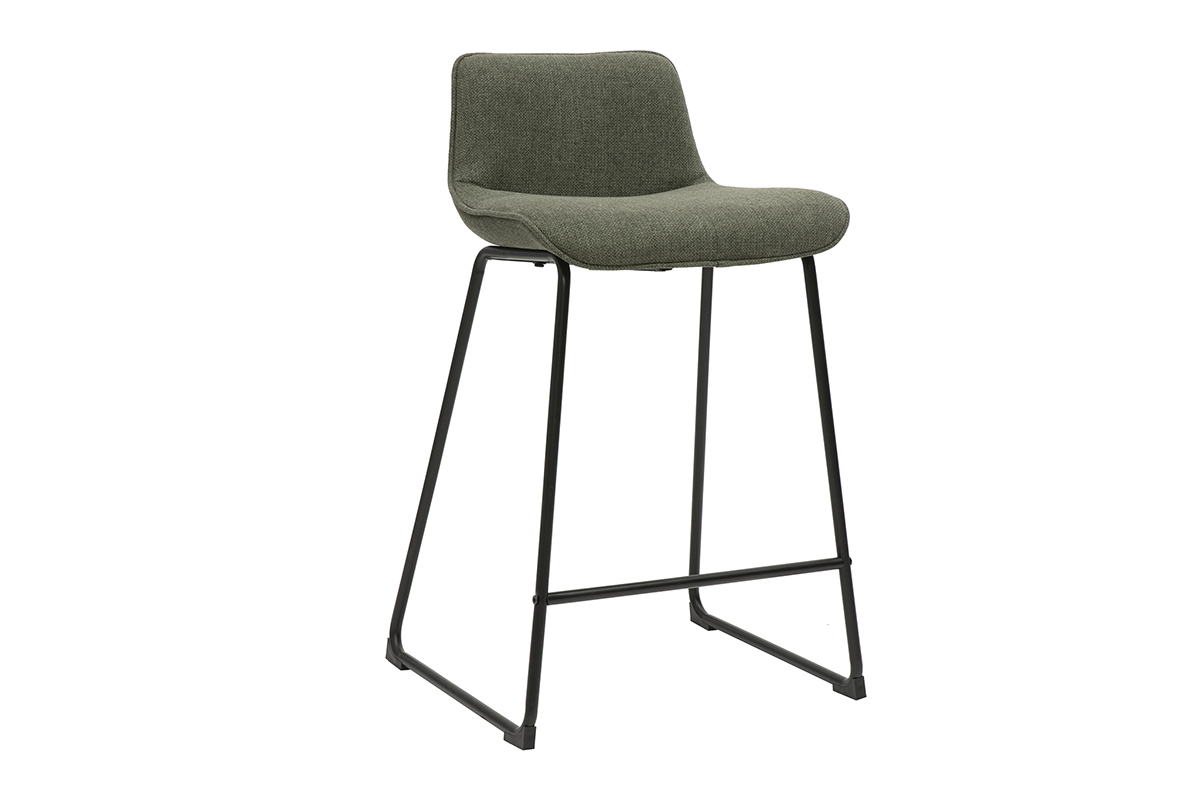 Tabourets de bar en tissu vert kaki et mtal H65 cm (lot de 2) BOOST