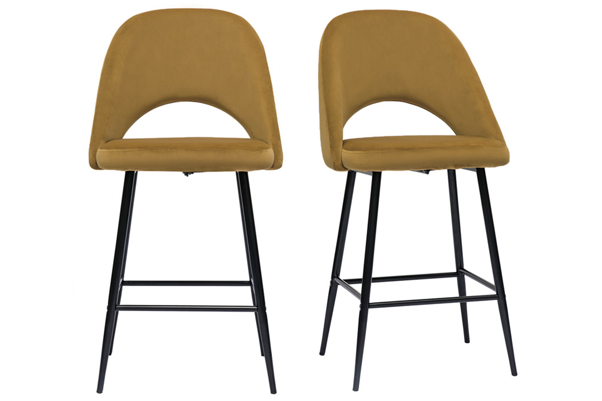 Tabourets de bar en velours bronze et mtal H65 cm (lot de 2) COSETTE