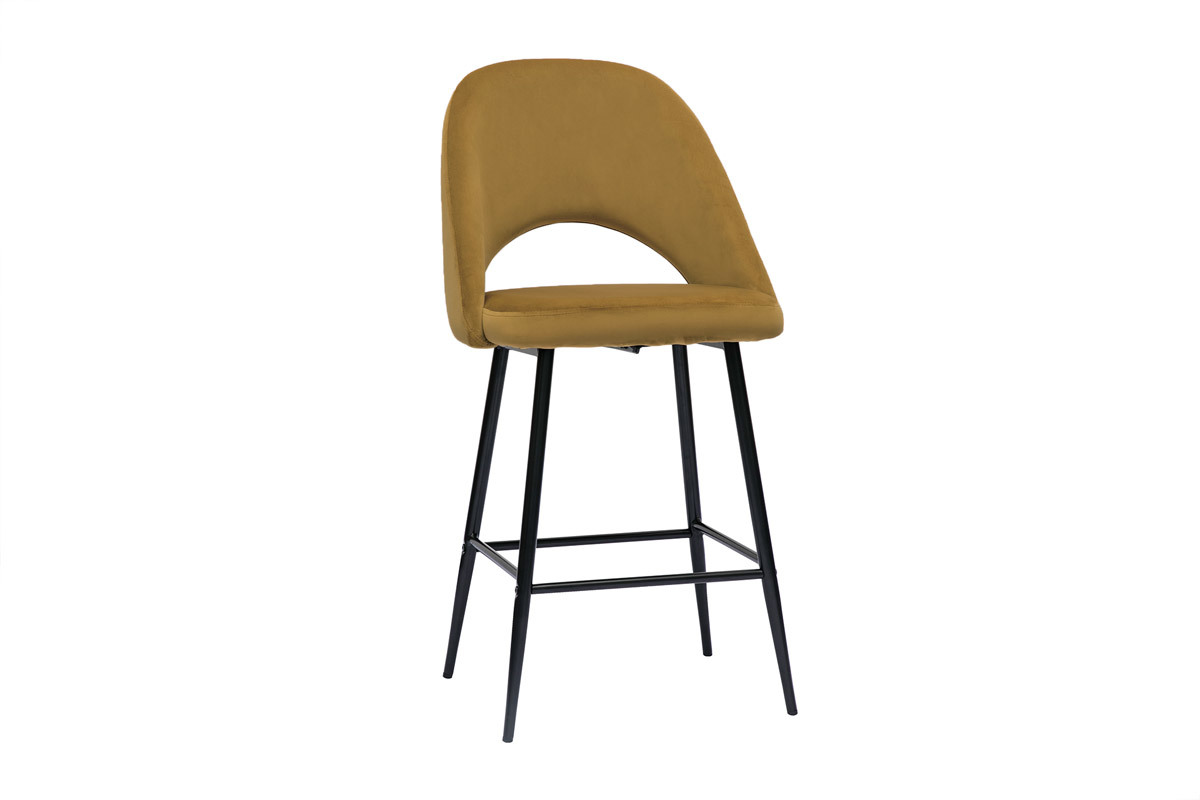 Tabourets de bar en velours bronze et mtal H65 cm (lot de 2) COSETTE