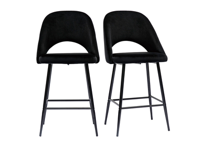 Tabourets de bar en velours noir et métal H65 cm (lot de 2) COSETTE