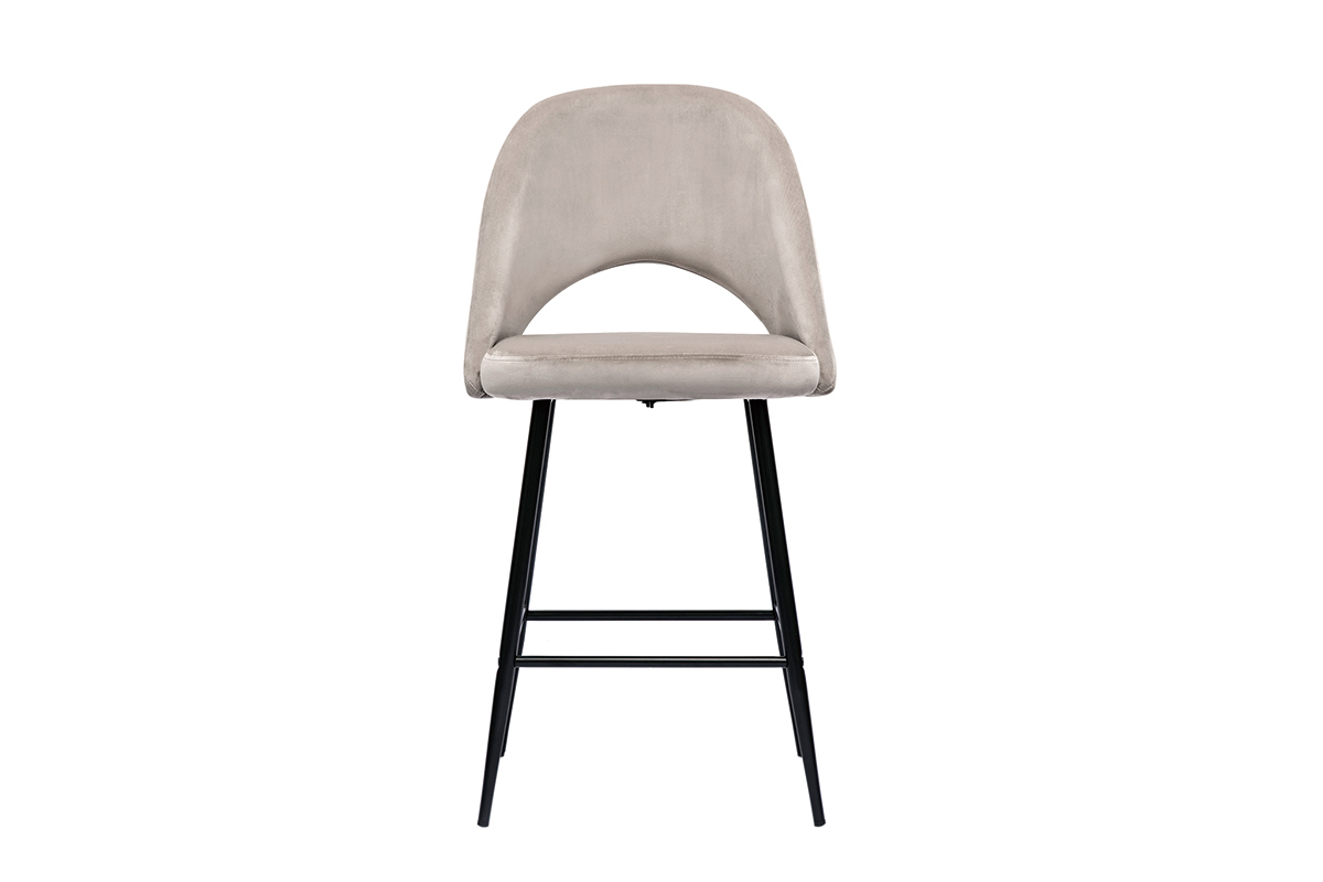 Tabourets de bar en velours taupe et mtal H65 cm (lot de 2) COSETTE