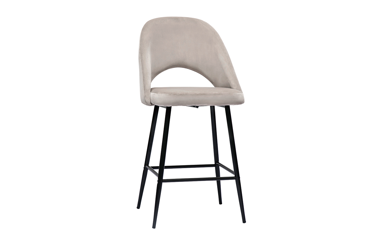 Tabourets de bar en velours taupe et mtal H65 cm (lot de 2) COSETTE
