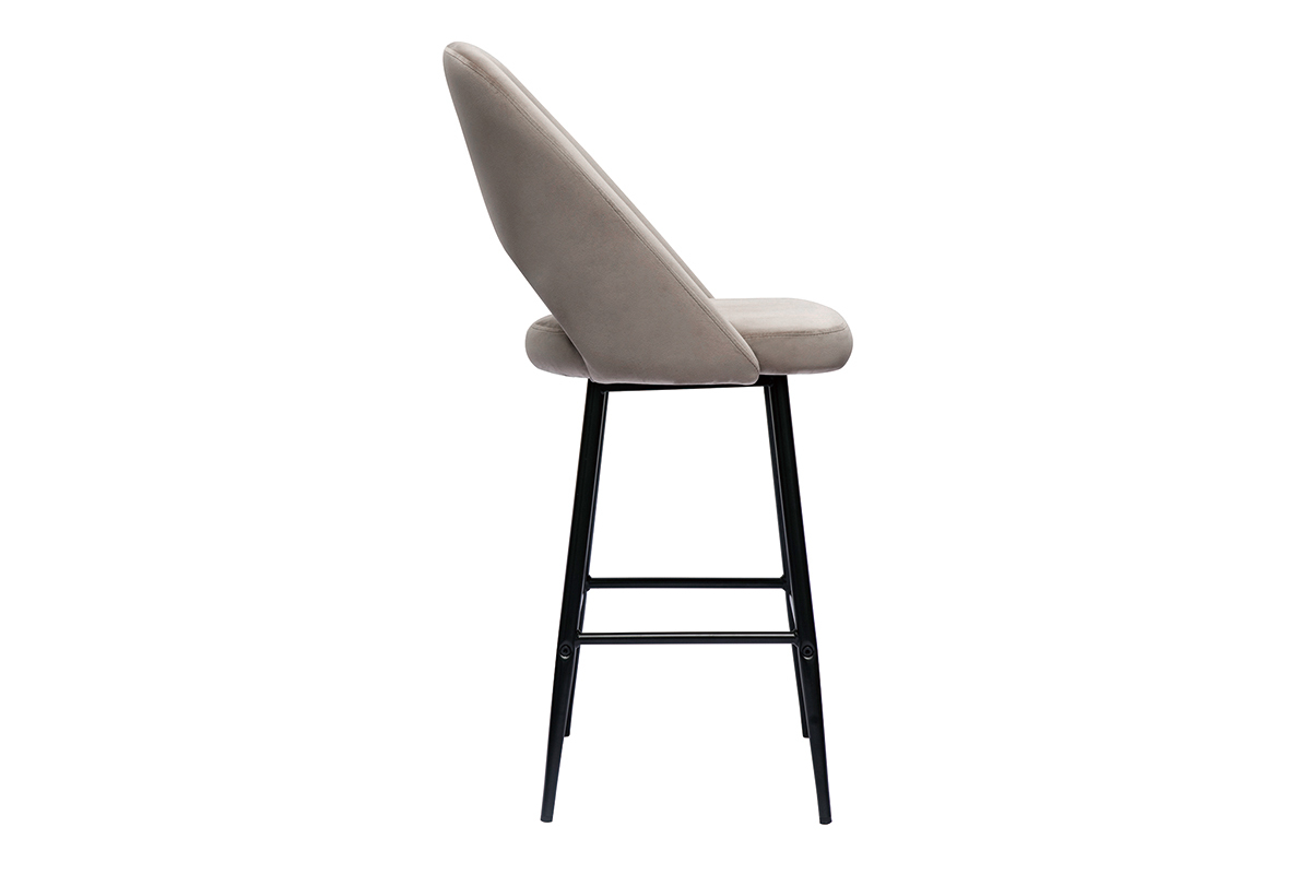 Tabourets de bar en velours taupe et mtal H65 cm (lot de 2) COSETTE