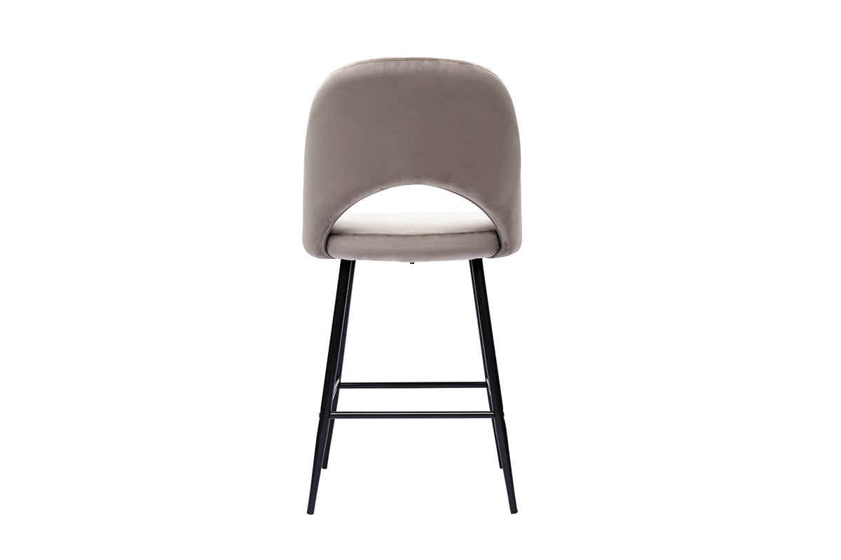 Tabourets de bar en velours taupe et mtal H65 cm (lot de 2) COSETTE