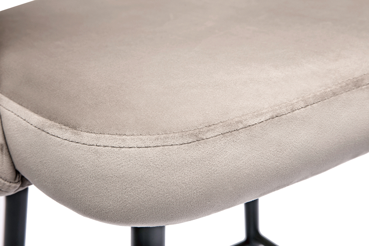 Tabourets de bar en velours taupe et mtal H65 cm (lot de 2) COSETTE