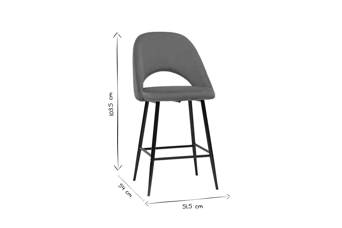 Tabourets de bar en velours taupe et mtal H65 cm (lot de 2) COSETTE