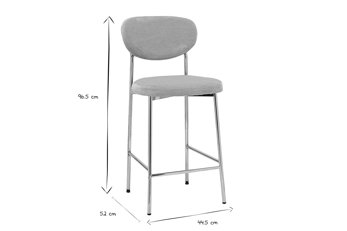 Tabourets de bar fixes en tissu effet velours taupe H65 cm (lot de 2) BREKA