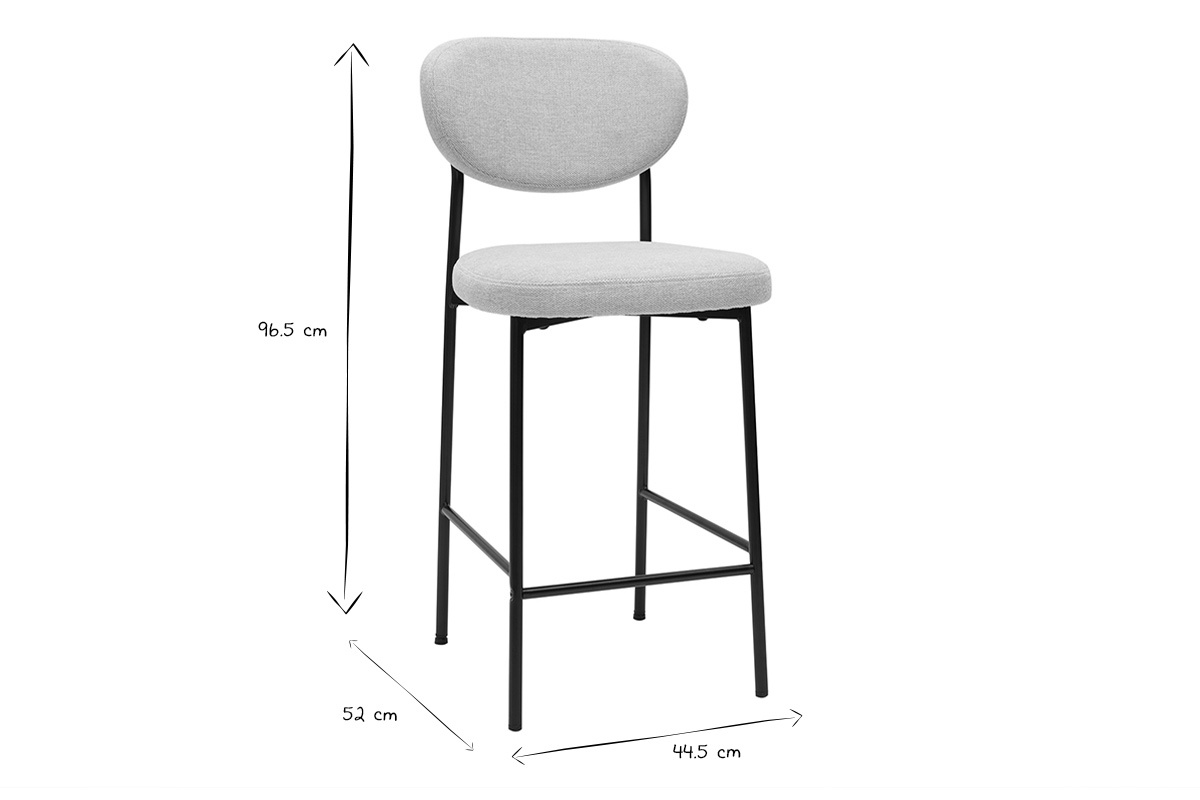 Tabourets de bar fixes en tissu effet velours textur beige H65 cm (lot de 2) BREKA
