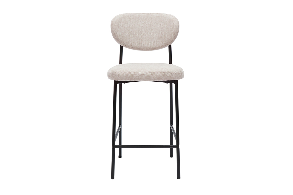Tabourets de bar fixes en tissu effet velours textur beige H65 cm (lot de 2) BREKA
