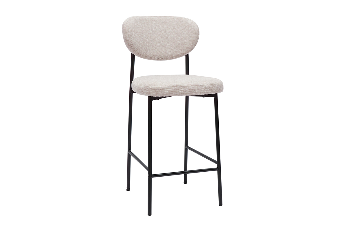 Tabourets de bar fixes en tissu effet velours textur beige H65 cm (lot de 2) BREKA