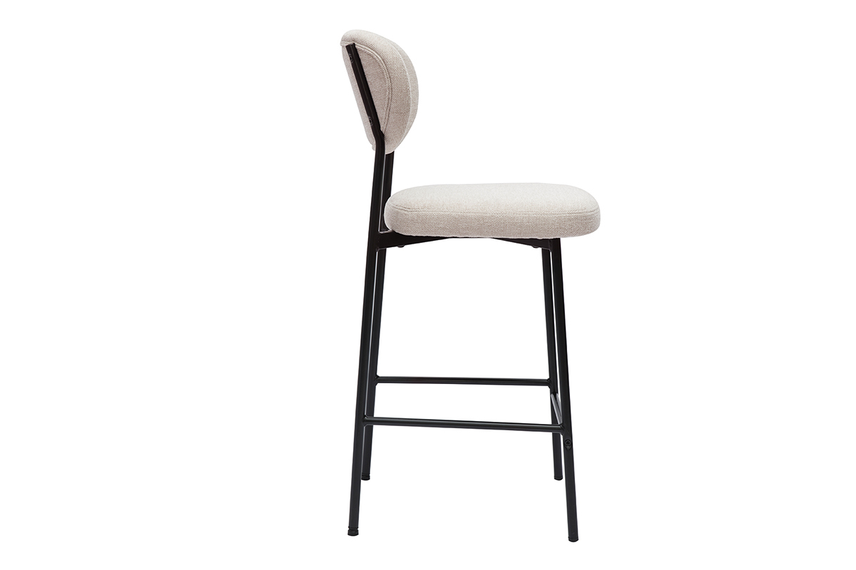 Tabourets de bar fixes en tissu effet velours textur beige H65 cm (lot de 2) BREKA
