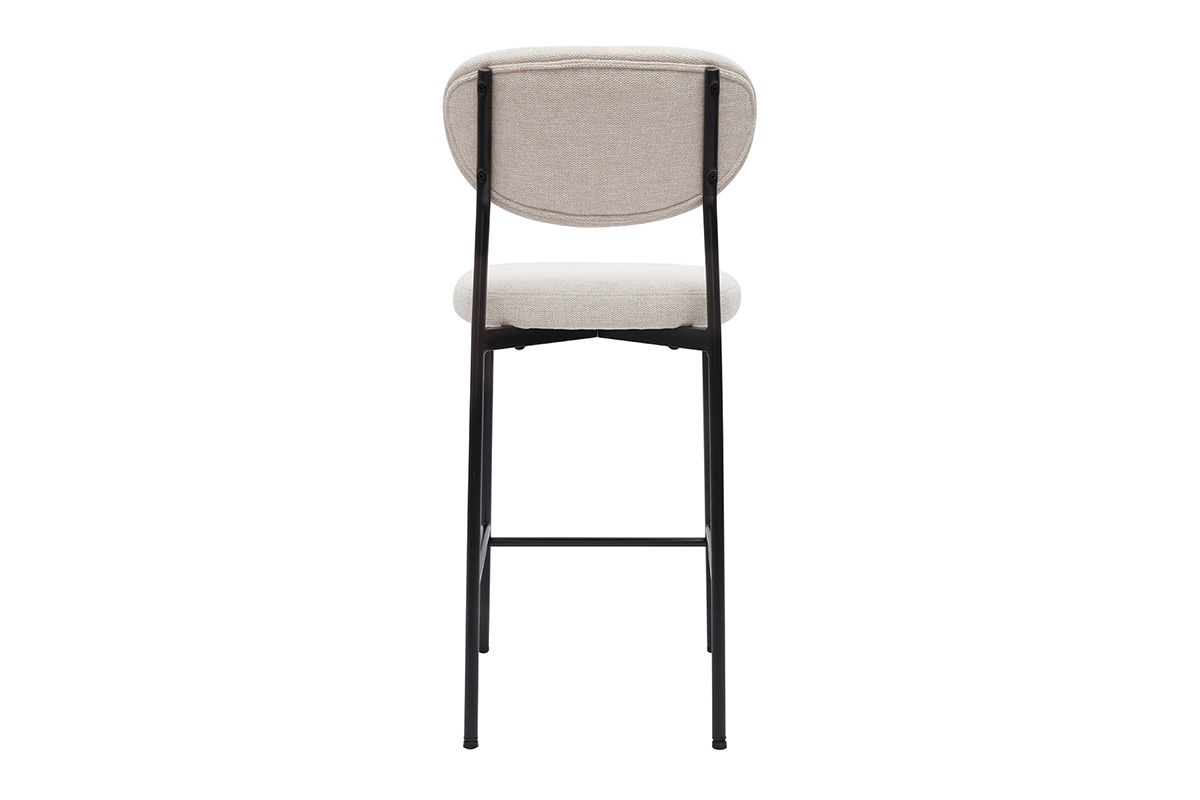 Tabourets de bar fixes en tissu effet velours textur beige H65 cm (lot de 2) BREKA