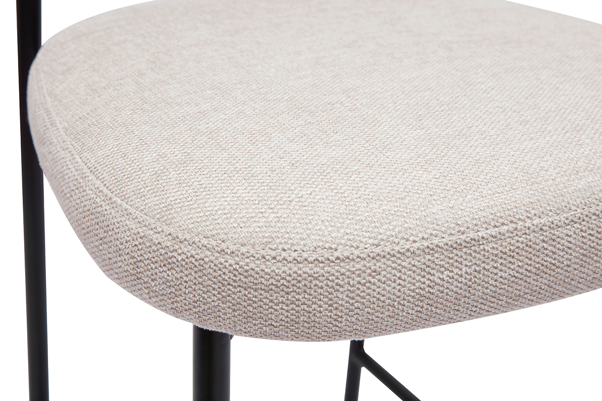 Tabourets de bar fixes en tissu effet velours textur beige H65 cm (lot de 2) BREKA