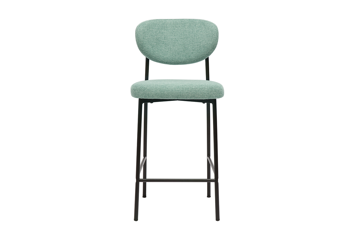 Tabourets de bar fixes en tissu effet velours textur cladon H65 cm (lot de 2) BREKA