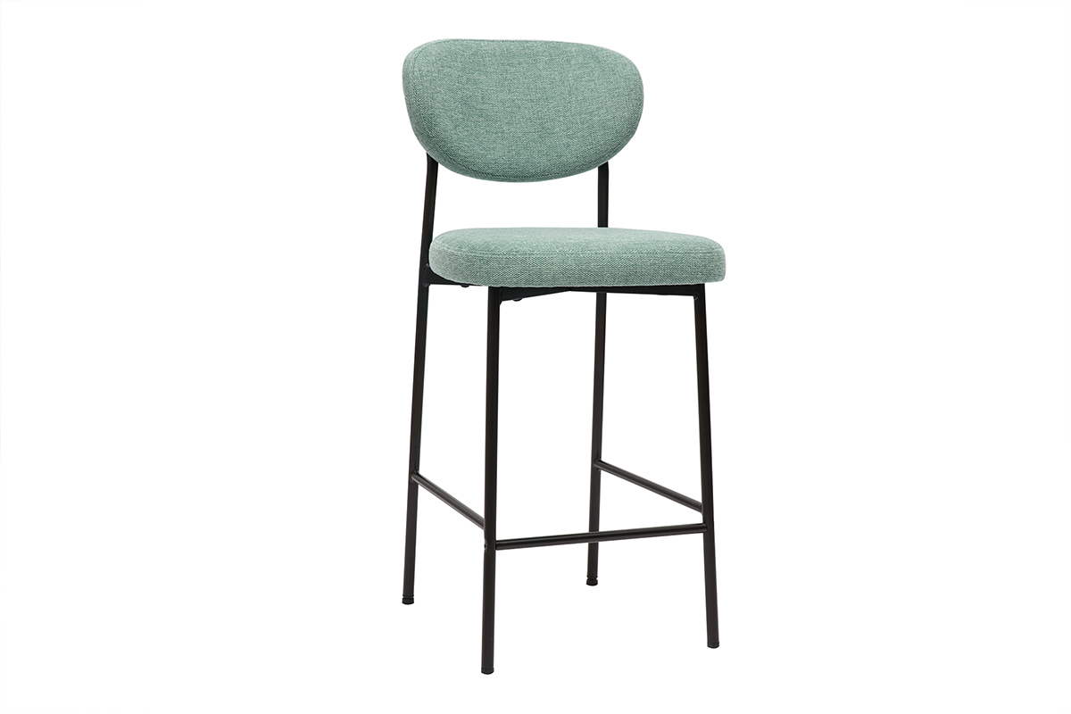 Tabourets de bar fixes en tissu effet velours textur cladon H65 cm (lot de 2) BREKA
