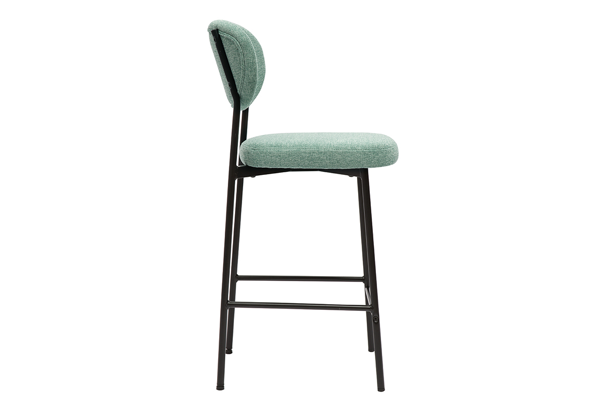Tabourets de bar fixes en tissu effet velours textur cladon H65 cm (lot de 2) BREKA