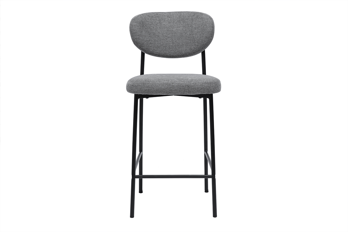Tabourets de bar fixes en tissu effet velours textur gris clair H65 cm (lot de 2) BREKA