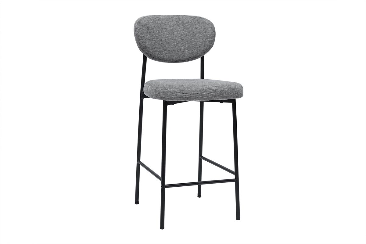 Tabourets de bar fixes en tissu effet velours textur gris clair H65 cm (lot de 2) BREKA