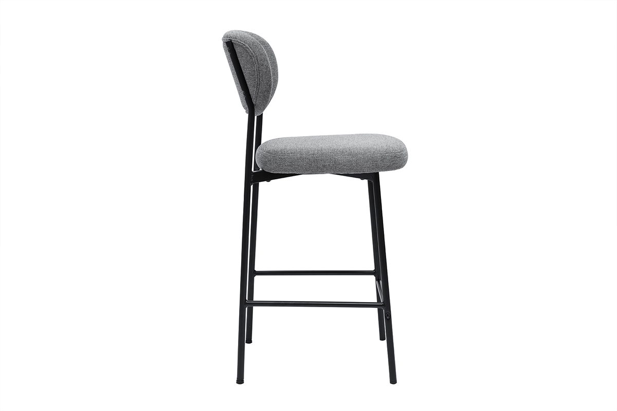 Tabourets de bar fixes en tissu effet velours textur gris clair H65 cm (lot de 2) BREKA