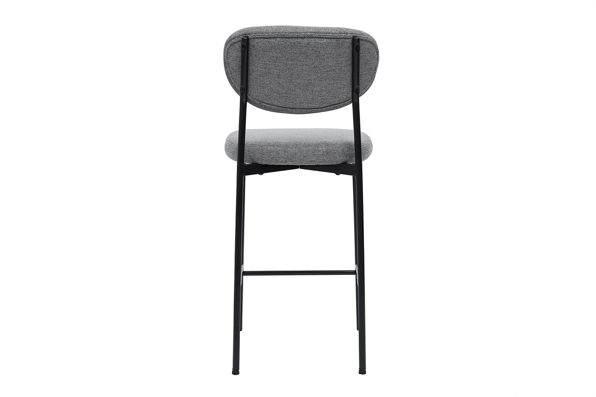Tabourets de bar fixes en tissu effet velours textur gris clair H65 cm (lot de 2) BREKA