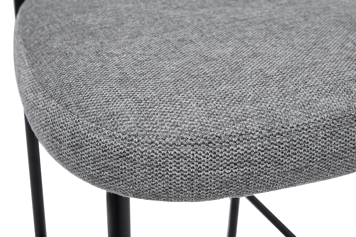 Tabourets de bar fixes en tissu effet velours textur gris clair H65 cm (lot de 2) BREKA