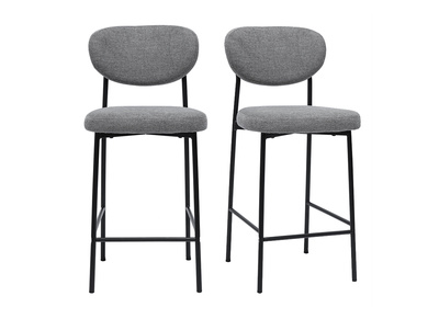 Tabourets de bar fixes en tissu effet velours texturé gris clair H65 cm (lot de 2) BREKA