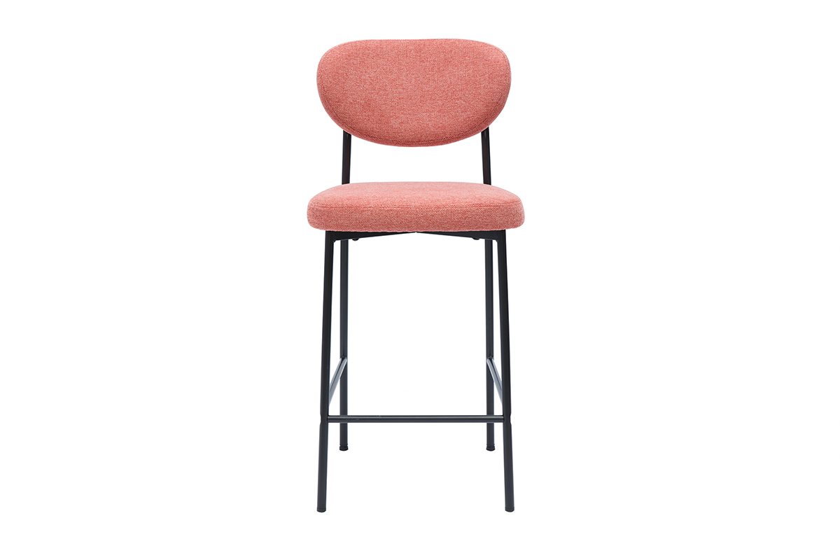 Tabourets de bar fixes en tissu effet velours textur terracotta H65 cm (lot de 2) BREKA