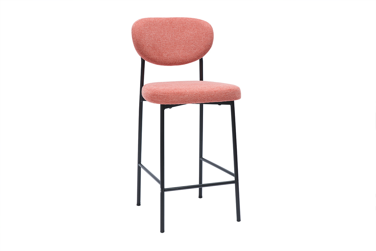 Tabourets de bar fixes en tissu effet velours textur terracotta H65 cm (lot de 2) BREKA