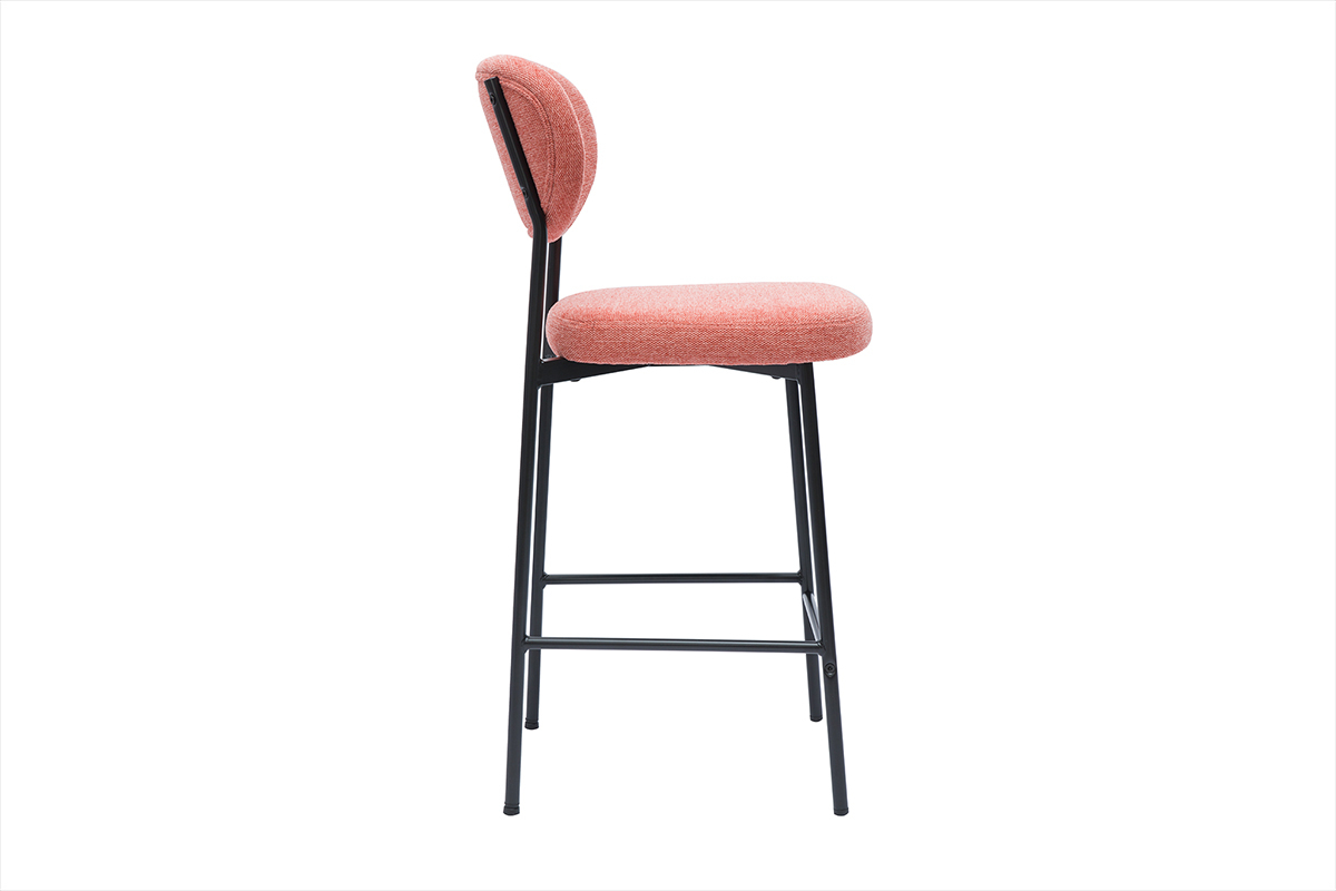 Tabourets de bar fixes en tissu effet velours textur terracotta H65 cm (lot de 2) BREKA