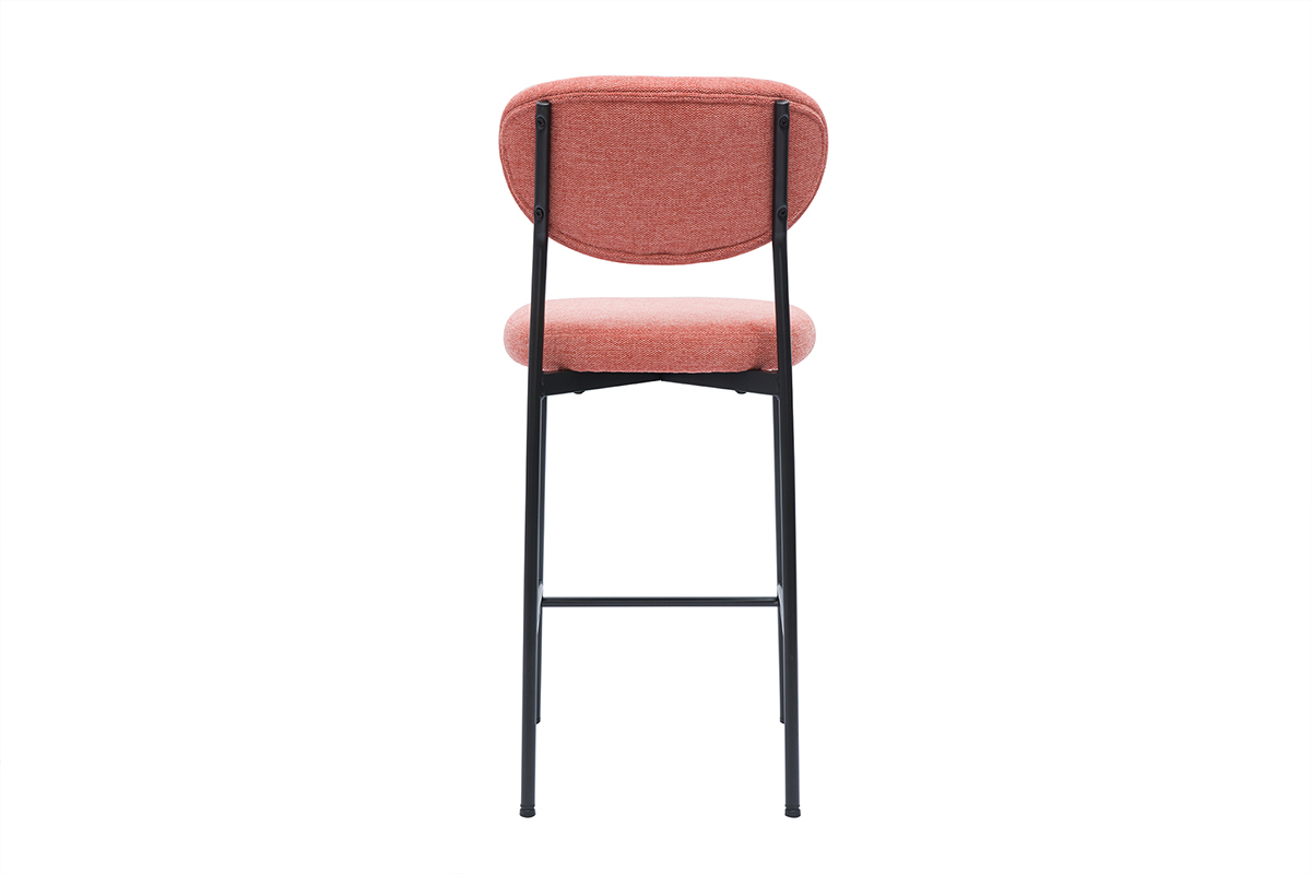 Tabourets de bar fixes en tissu effet velours textur terracotta H65 cm (lot de 2) BREKA