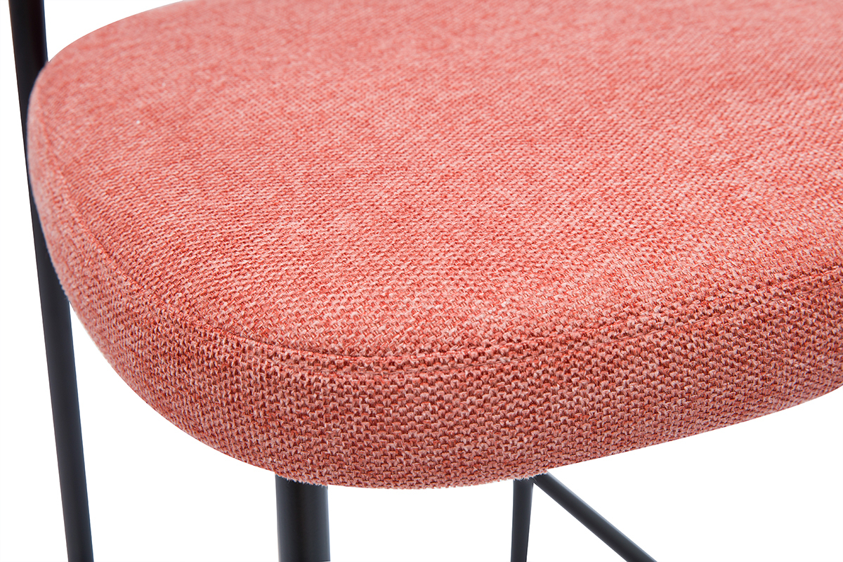 Tabourets de bar fixes en tissu effet velours textur terracotta H65 cm (lot de 2) BREKA