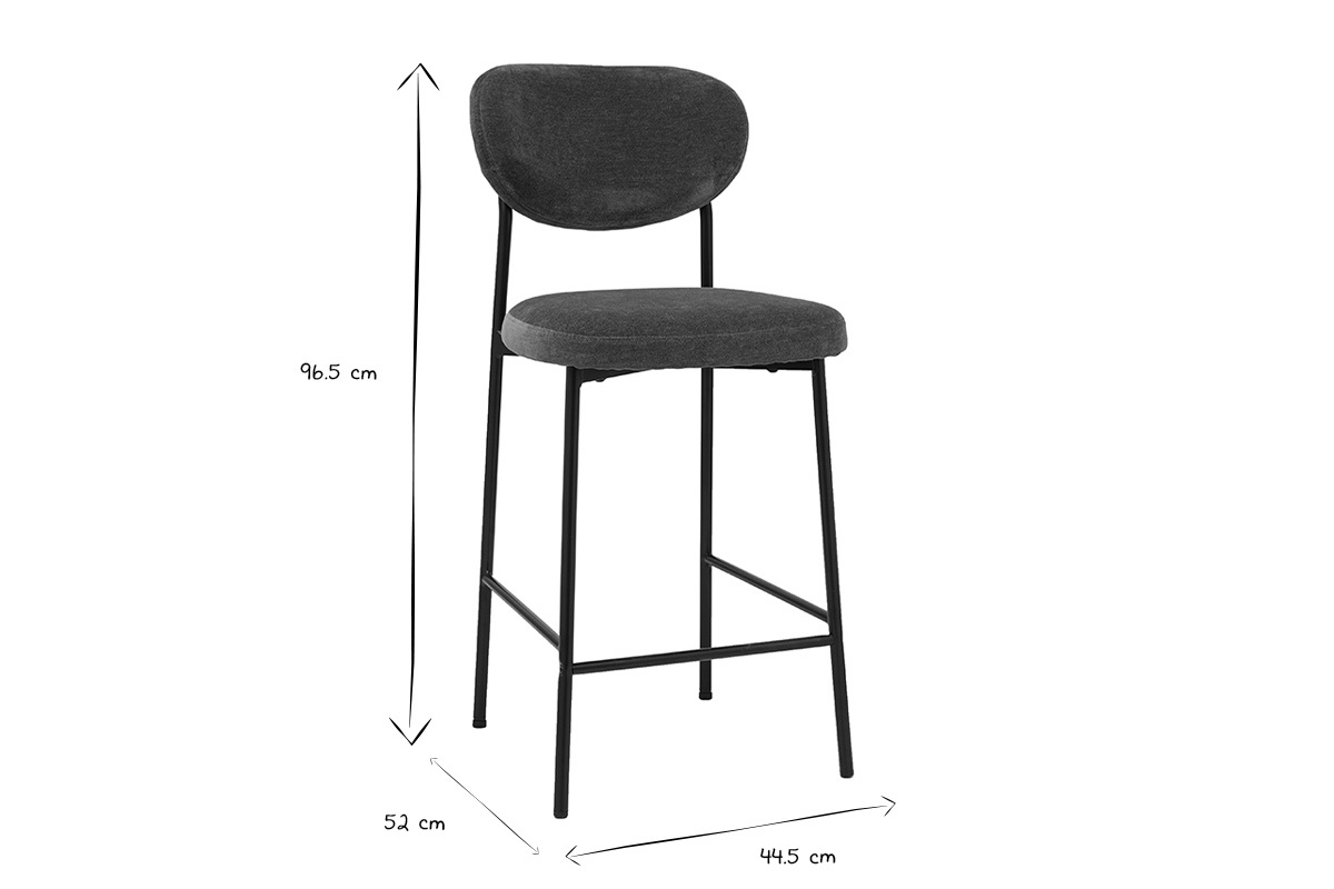 Tabourets de bar fixes en tissu effet velours vert kaki H65 cm (lot de 2) BREKA