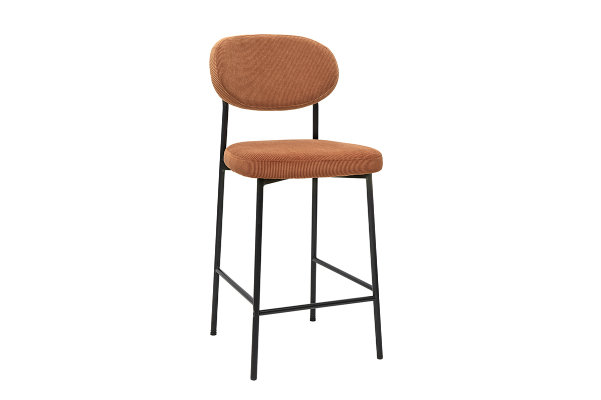 Tabourets de bar fixes en tissu velours ctel terre brle H65 cm (lot de 2) BREKA
