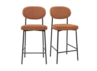 Tabourets de bar fixes en tissu velours côtelé terre brûlée H65 cm (lot de 2) BREKA