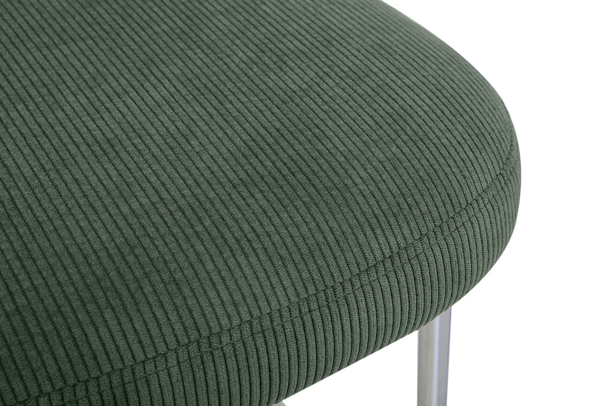 Tabourets de bar fixes en tissu velours c�tel� vert kaki H65 cm (lot de 2) BREKA