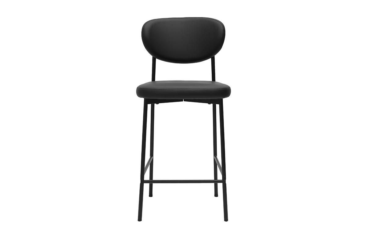 Tabourets de bar fixes noirs H65 cm (lot de 2) BREKA