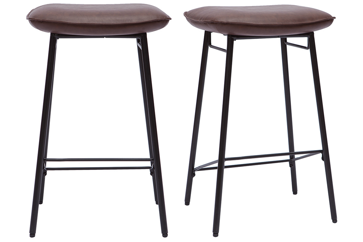 Tabourets de bar industriel marron fonc� (lot de 2) DORY