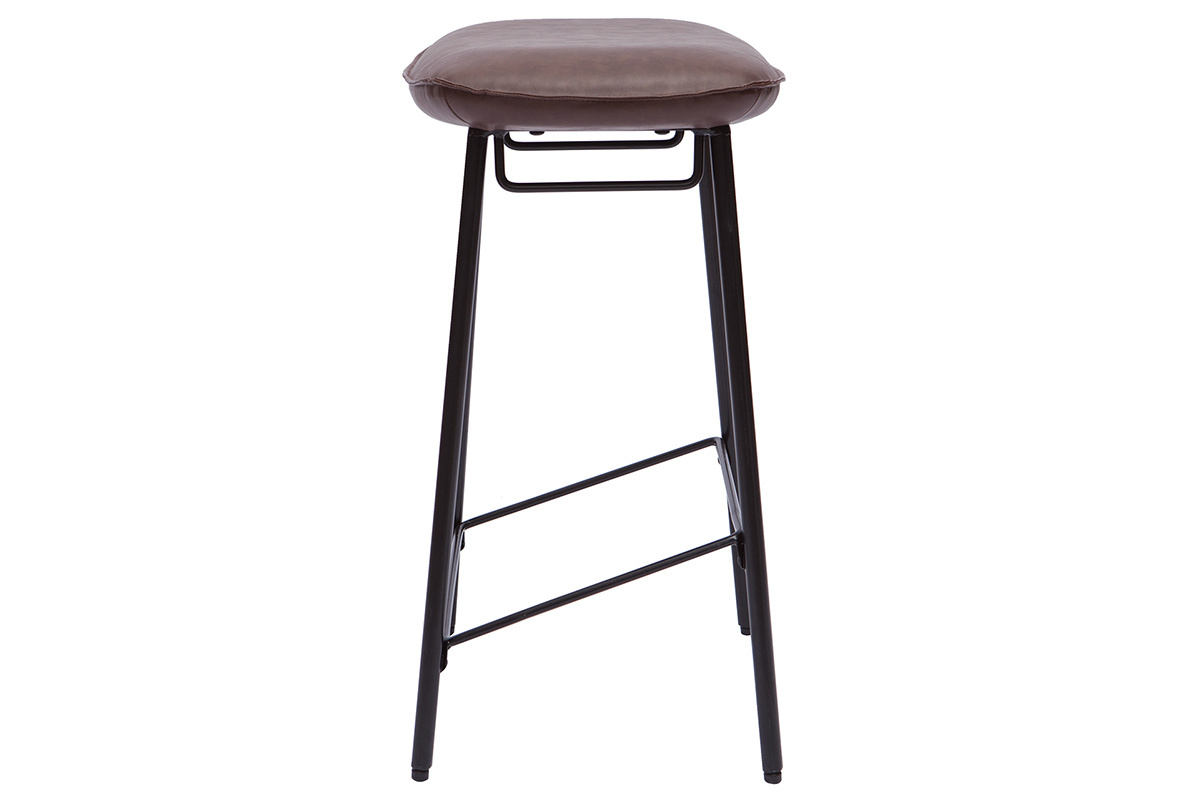 Tabourets de bar industriel marron fonc� (lot de 2) DORY