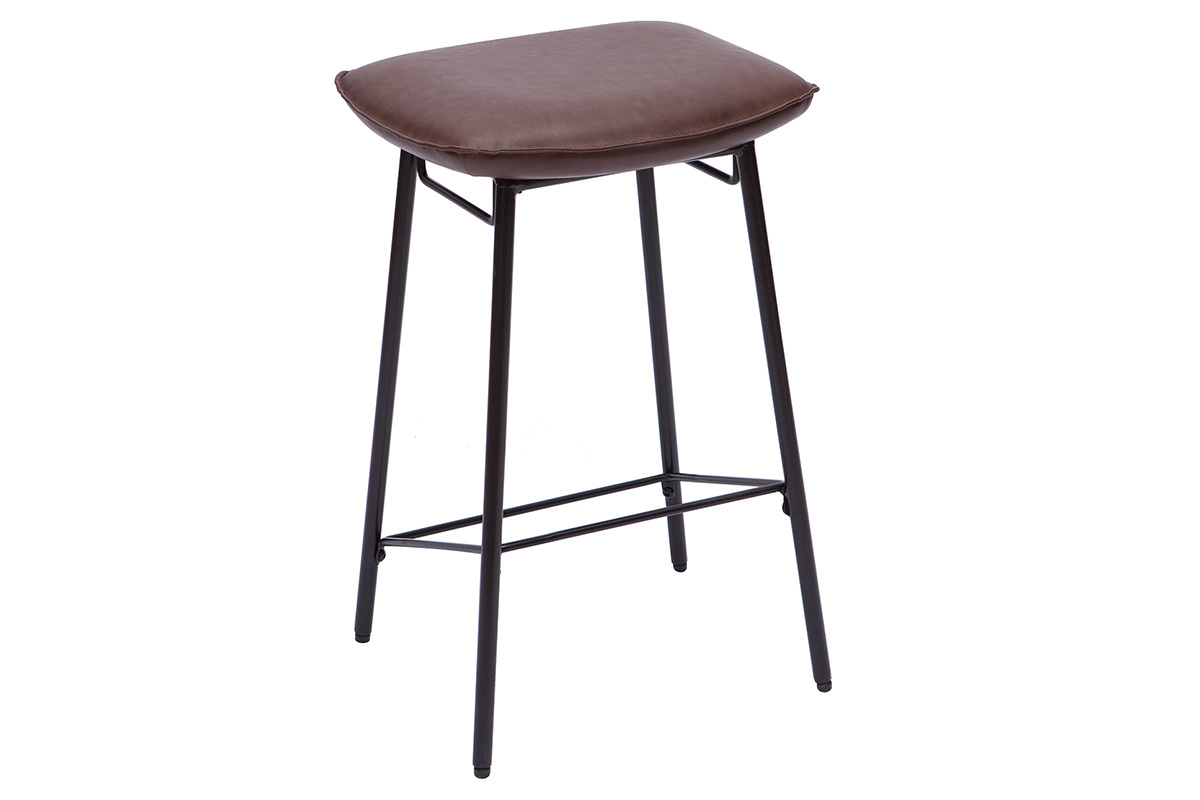 Tabourets de bar industriel marron fonc� (lot de 2) DORY