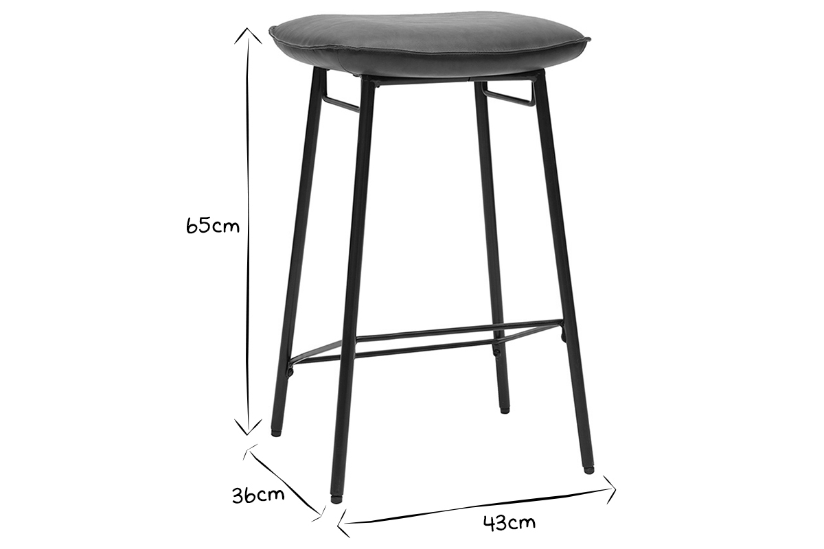 Tabourets de bar industriel marron fonc� (lot de 2) DORY