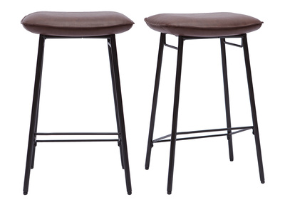 Tabourets de bar industriel marron fonc&eacute; (lot de 2) DORY
